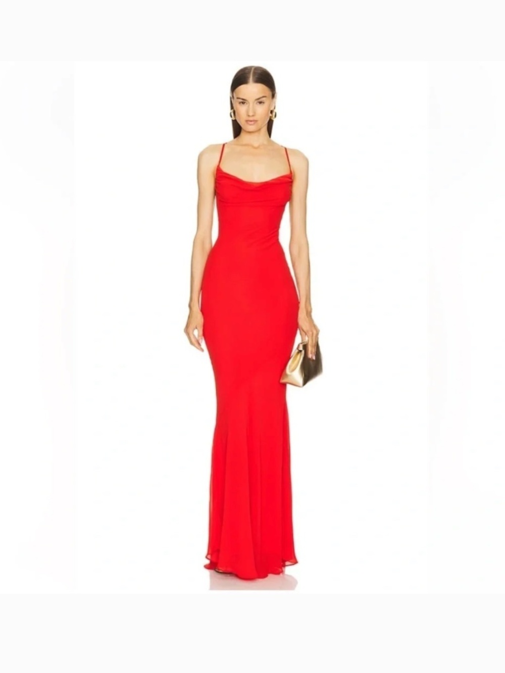 Michael Costello REVOLVE Chloe Gown Fiery Red lace back maxi dress